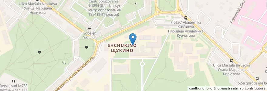 Mapa de ubicacion de район Щукино en Russie, District Fédéral Central, Moscou, Северо-Западный Административный Округ, Район Щукино.
