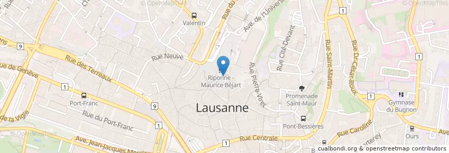Mapa de ubicacion de Poste Riponne en Швейцария, Во, District De Lausanne, Lausanne.