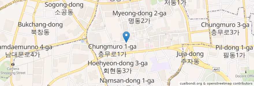 Mapa de ubicacion de 강호동백정 en Korea Selatan, 서울, 중구, 명동.