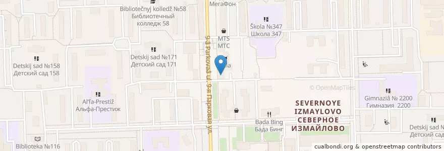 Mapa de ubicacion de Столичные аптеки en Rusia, Центральный Федеральный Округ, Москва, Восточный Административный Округ, Район Северное Измайлово.