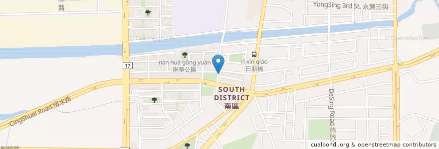 Mapa de ubicacion de 無名小吃店 en 臺灣, 臺南市, 南區.