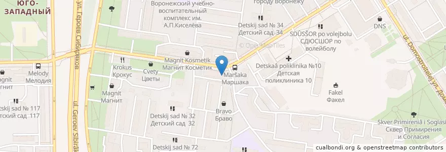 Mapa de ubicacion de Будь Здоров en Rusia, Distrito Federal Central, Óblast De Vorónezh, Городской Округ Воронеж.