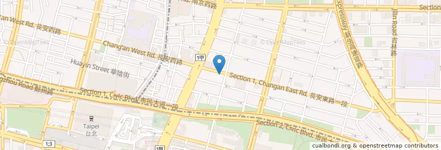 Mapa de ubicacion de 典藏咖啡館 en 臺灣, 新北市, 臺北市, 中山區.
