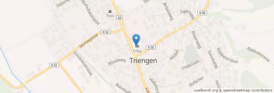 Mapa de ubicacion de Triba en スイス, Luzern, Triengen.