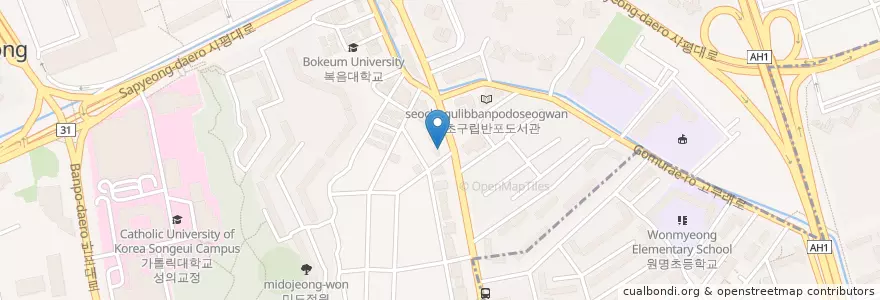 Mapa de ubicacion de Starbucks en South Korea, Seoul, Seocho-Gu, Banpo 1(Il)-Dong.