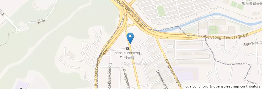 Mapa de ubicacion de 롤링핀방배점(Rolling Pin) en Südkorea, Seoul, 서초구, 방배동, 방배4동.