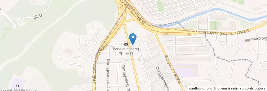 Mapa de ubicacion de 댓짱돈까스 en Zuid-Korea, Seoel, 서초구, 방배동, 방배4동.
