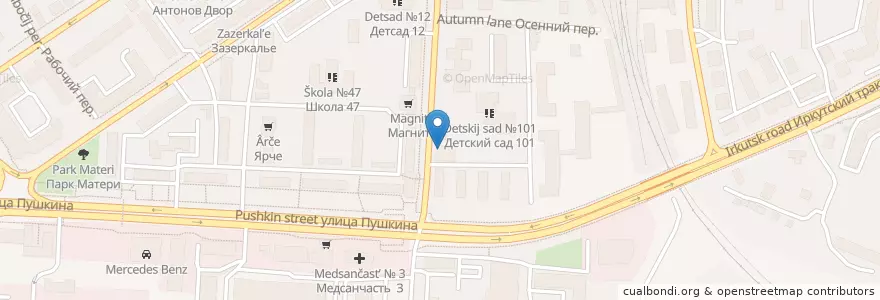 Mapa de ubicacion de Берёзка en Russland, Föderationskreis Sibirien, Oblast Tomsk, Томский Район, Городской Округ Томск.