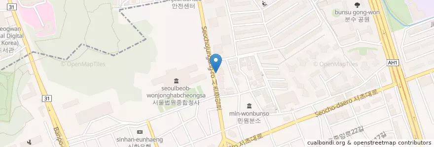 Mapa de ubicacion de 피자헛 en 대한민국, 서울, 서초구, 서초동, 서초4동.