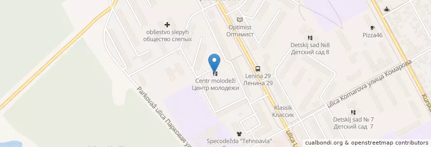 Mapa de ubicacion de Центр молодежи en Rusia, Distrito Federal Central, Курская Область, Городской Округ Железногорск.