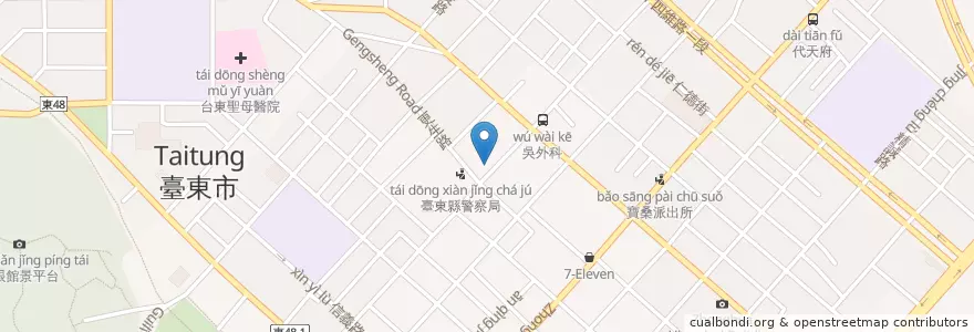 Mapa de ubicacion de 國泰世華銀行 en 台湾, 台湾省, 台東県, 台東市.