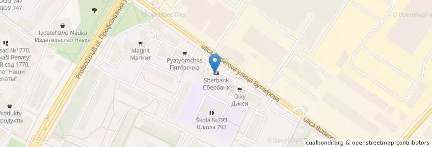Mapa de ubicacion de Сбербанк en Russia, Distretto Federale Centrale, Москва, Юго-Западный Административный Округ, Район Коньково.