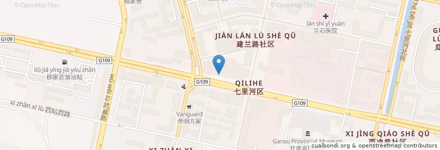 Mapa de ubicacion de 交通银行 en 中国, 甘肃省, 兰州市 (Lanzhou), 七里河区, 敦煌路街道.