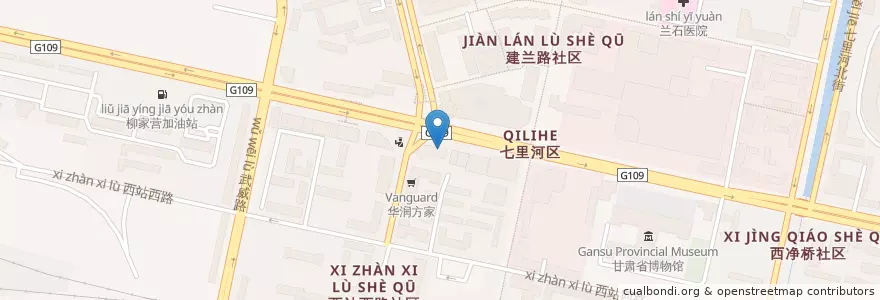 Mapa de ubicacion de 德克士 en 中国, 甘肃省, 兰州市, 七里河区, 西站街道.