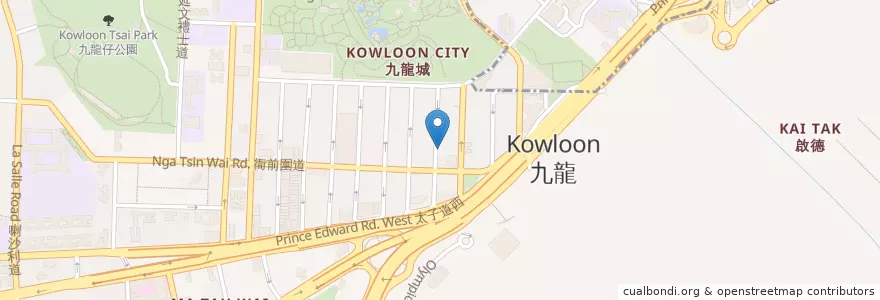 Mapa de ubicacion de 泰國路邊街美食 en China, Guangdong, Hong Kong, Kowloon, New Territories, Kowloon City District.