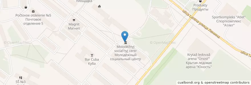 Mapa de ubicacion de Молодёжный социальный центр en Rússia, Северо-Западный Федеральный Округ, Мурманская Область, Городской Округ Апатиты.