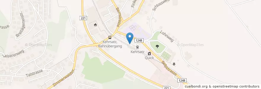 Mapa de ubicacion de Kehrsatz Bahnhof en Suíça, Berna, Verwaltungsregion Bern-Mittelland, Verwaltungskreis Bern-Mittelland, Kehrsatz.