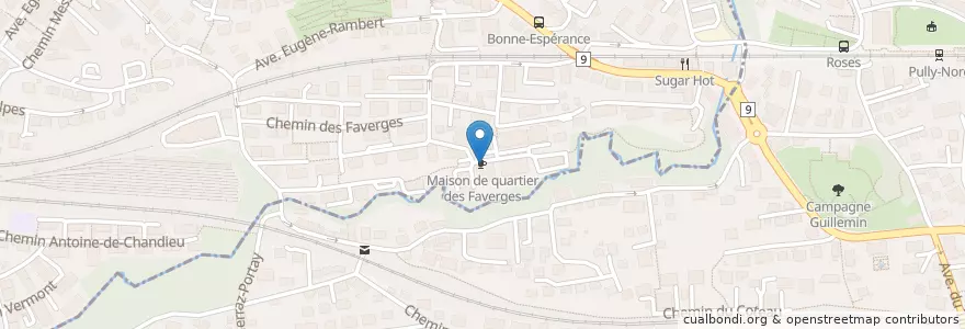 Mapa de ubicacion de Maison de quartier des Faverges en Switzerland, Vaud, District De Lausanne, Pully, Lausanne.