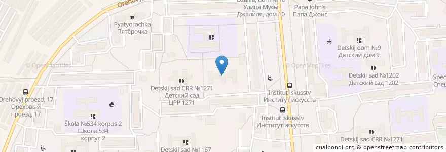 Mapa de ubicacion de Институт искусств en Russia, Central Federal District, Moscow, Southern Administrative Okrug, Zyablikovo District.
