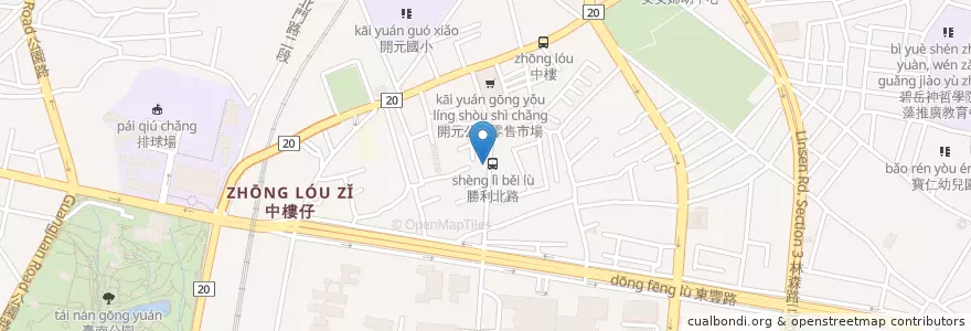 Mapa de ubicacion de 芯恬也咖啡早午餐 en Taiwan, 臺南市, 北區.
