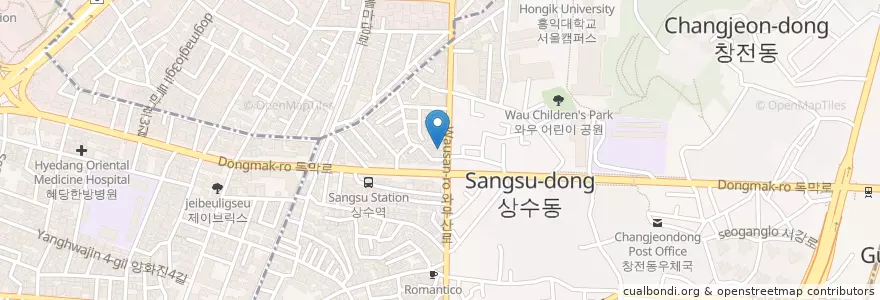 Mapa de ubicacion de Gusto Taco en Zuid-Korea, Seoel, 마포구, 서강동.