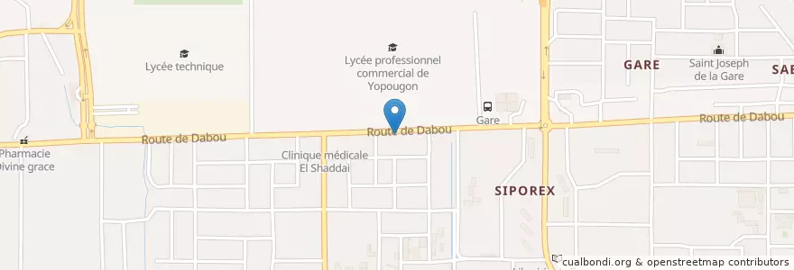 Mapa de ubicacion de Malex Yopougon en Costa Do Marfim, Abidjan, Yopougon.