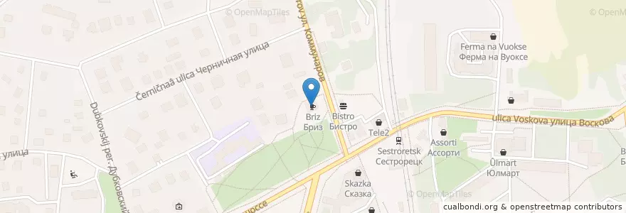 Mapa de ubicacion de Бриз en Rusland, Северо-Западный Федеральный Округ, Oblast Leningrad, Sint-Petersburg, Курортный Район, Сестрорецк.
