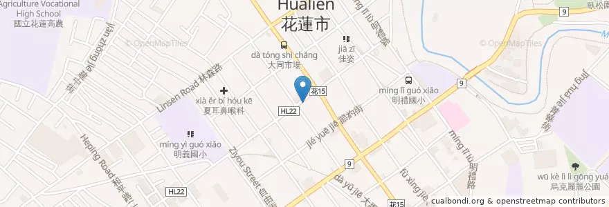 Mapa de ubicacion de 飛來燕 en 타이완, 타이완성, 화롄현, 화롄 시.