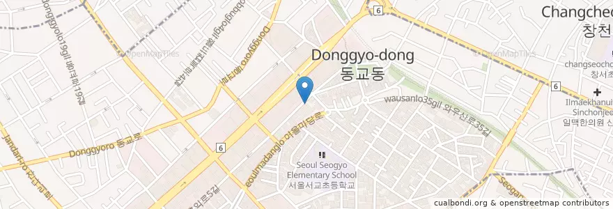 Mapa de ubicacion de 돈수백 홍대점 en Südkorea, Seoul, 마포구, 서교동.