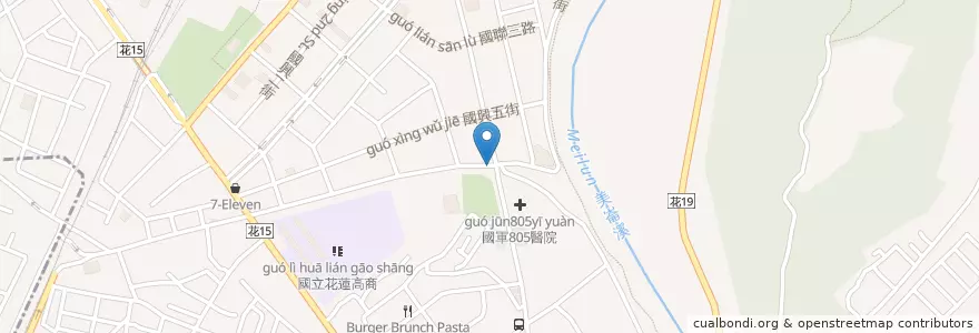 Mapa de ubicacion de 明大刈包 en Taiwán, Provincia De Taiwán, Condado De Hualien, 花蓮市.