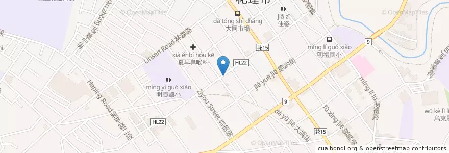 Mapa de ubicacion de 巨人補習班 en Taiwan, 臺灣省, Condado De Hualien, 花蓮市.