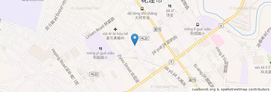 Mapa de ubicacion de 天主教教堂 en Taiwan, 臺灣省, Condado De Hualien, 花蓮市.