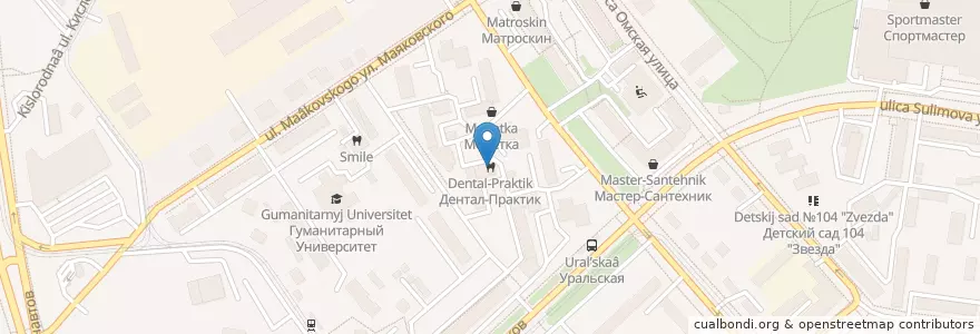 Mapa de ubicacion de Дентал-Практик en ロシア, ウラル連邦管区, スヴェルドロフスク州, エカテリンブルク管区.