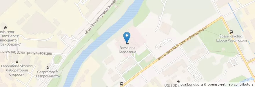 Mapa de ubicacion de Барселона en Russia, Northwestern Federal District, Leningrad Oblast, Saint Petersburg, Красногвардейский Район, Округ Ржевка.