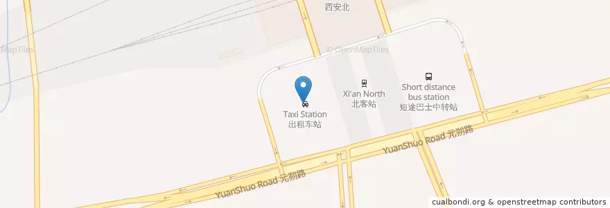 Mapa de ubicacion de 出租车站 en 중국, 산시성, 西安市, 未央区 (Weiyang).