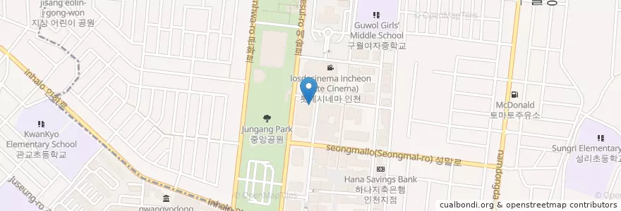 Mapa de ubicacion de 스타벅스 인천구월점 (Starbucks) en 대한민국, 인천, 남동구, 구월동.