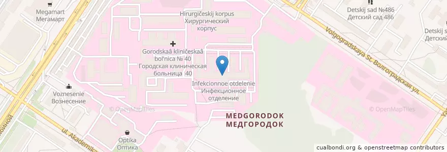 Mapa de ubicacion de Инфекционное отделение en ロシア, ウラル連邦管区, スヴェルドロフスク州, エカテリンブルク管区.