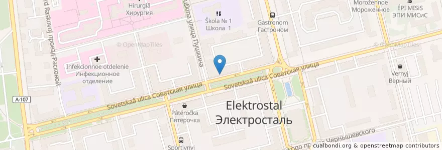 Mapa de ubicacion de Аптека en Rusland, Centraal Federaal District, Oblast Moskou, Городской Округ Электросталь.