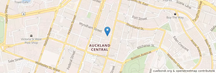 Mapa de ubicacion de New Zealand Institute of Studies en New Zealand, Auckland, Waitematā.