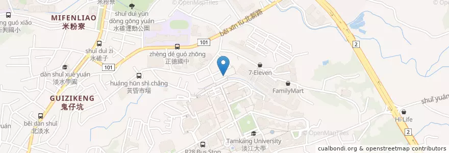 Mapa de ubicacion de 大陸麵店 en 타이완, 신베이 시, 단수이 구.