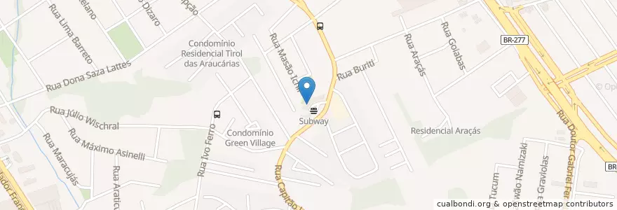 Mapa de ubicacion de Farmácia Pacheco en ブラジル, 南部地域, パラナ, Região Geográfica Intermediária De Curitiba, Região Metropolitana De Curitiba, Microrregião De Curitiba, クリチバ.