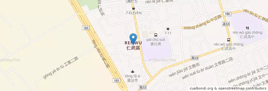 Mapa de ubicacion de 高雄市立圖書館仁武分館 en 臺灣, 高雄市, 仁武區.