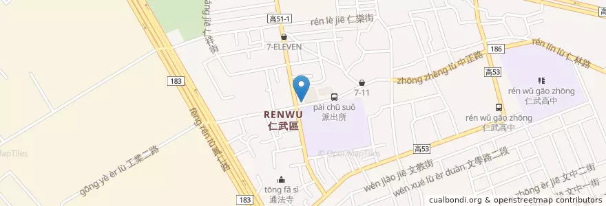 Mapa de ubicacion de 仁武郵局 en Taiwan, Kaohsiung, 仁武區.