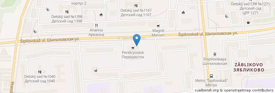 Mapa de ubicacion de Сбербанк en Rusia, Distrito Federal Central, Москва, Южный Административный Округ, Район Зябликово.