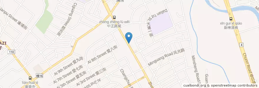 Mapa de ubicacion de 鶯桃肉圓 en Tayvan, 桃園市, 桃園區.