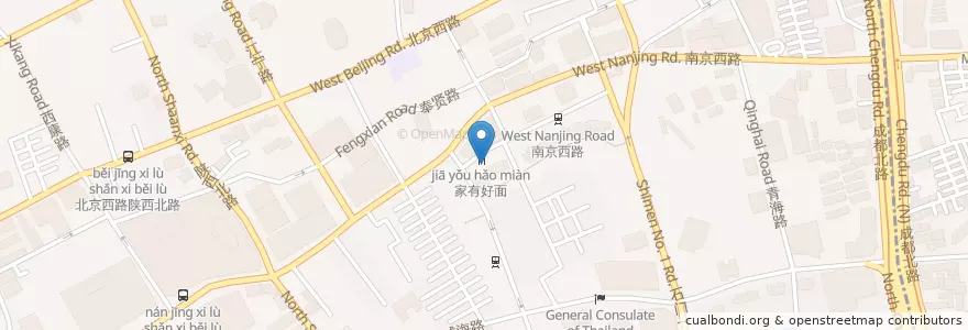 Mapa de ubicacion de Fried Dumplings en Chine, Shanghai, District De Jing'an.