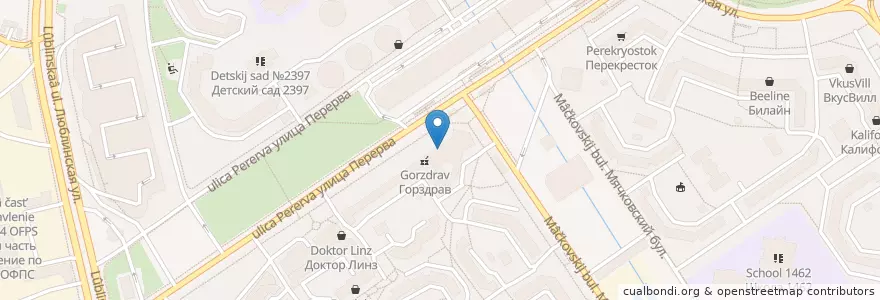 Mapa de ubicacion de Отделение связи №109341 en Rusland, Centraal Federaal District, Moskou, Юго-Восточный Административный Округ, Район Марьино.