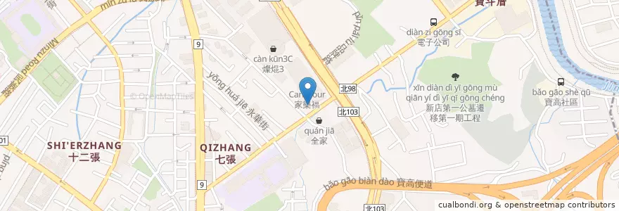 Mapa de ubicacion de 加州餐廳 en 臺灣, 新北市, 新店區.