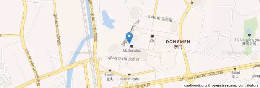 Mapa de ubicacion de 中国工商银行 en 中国, 广东省, 深圳市, 罗湖区, 东门街道.