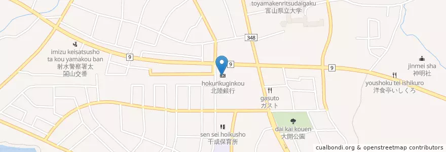 Mapa de ubicacion de 北陸銀行 en 日本, 富山県, 射水市.
